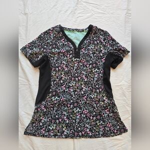 Floral Print Scrub Top